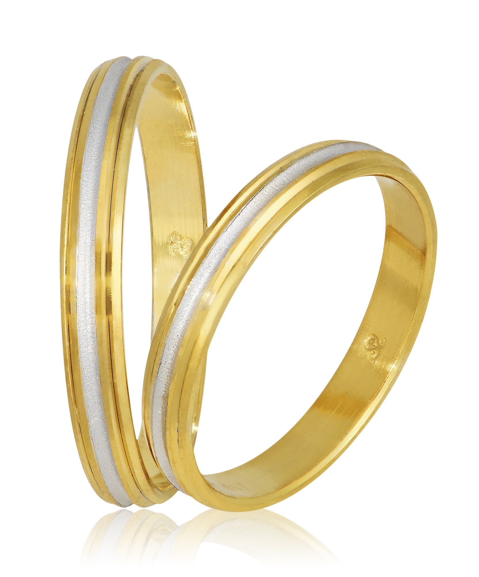 White gold & gold wedding rings 3mm (code Sxx5)